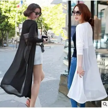 MLXSLKY женский шифоновый длинный кардиган новое тонкое пальто летний кардиган|long