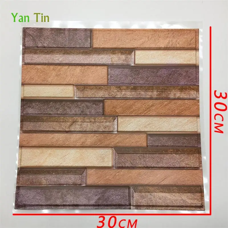 30CMX30CM 3D серый камень кирпич узор выбивает плитки настенные наклейки для кухни Ванная комната талии линии плитки настенные наклейки самоклеющиеся винил книги по искусству росписи - Цвет: 30CMX30CM