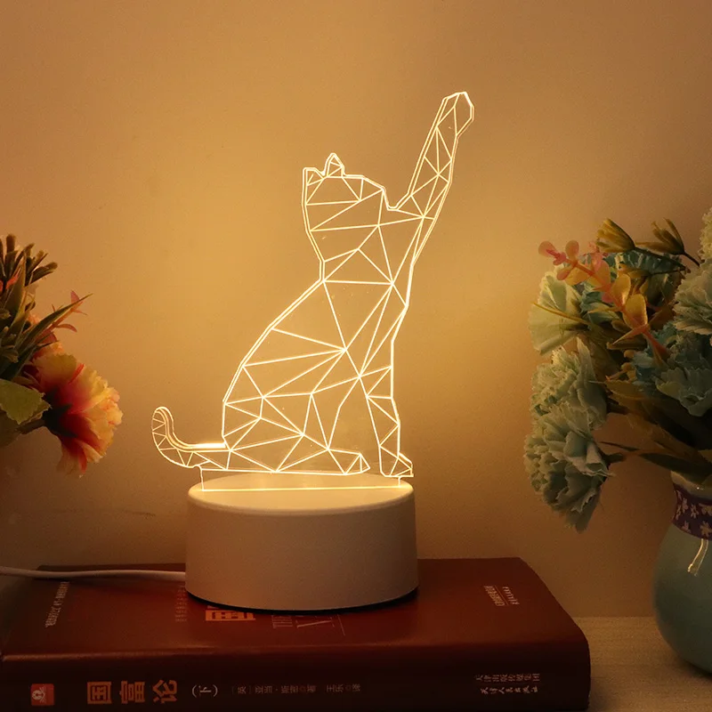 Светодиодный ночник с медведем и шариком акриловый теплого белого цвета USB