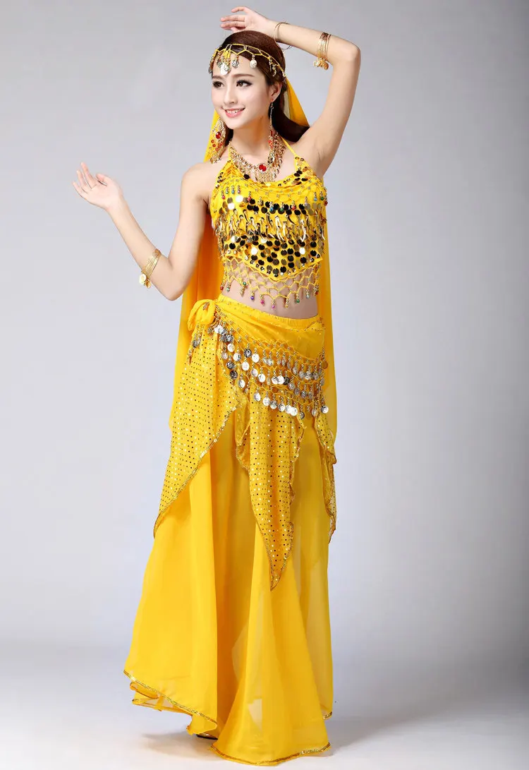 Belly Dance Costume Set Bellydance Performance Gypsy Indian Dress Dancewear Coin Bollywood Costumes | Тематическая одежда и
