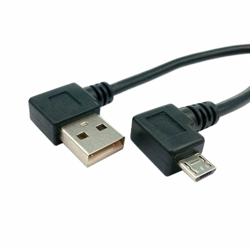 Левый правый угловой 90 градусов Micro USB штекер к левый Зарядка данных 0 2 м короткие