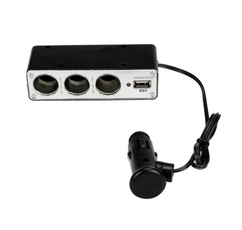 2 USB зарядное устройство + гнезда расширитель для автомобильного прикуривателя