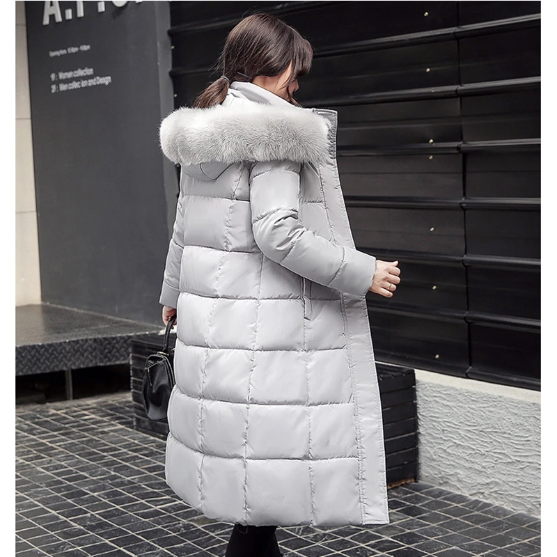 Новинка 2017 женская зимняя куртка средней длины пальто с капюшоном и меховым