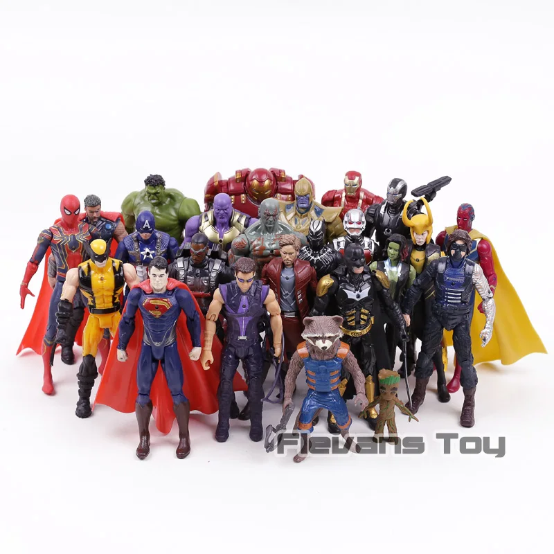 С принтами "Marvel", "Мстители", 3 Бесконечная война танос Железный человек Капитан Америка черный пантера Звездный лорд ПВХ Фигурки игрушки 24 шт./компл