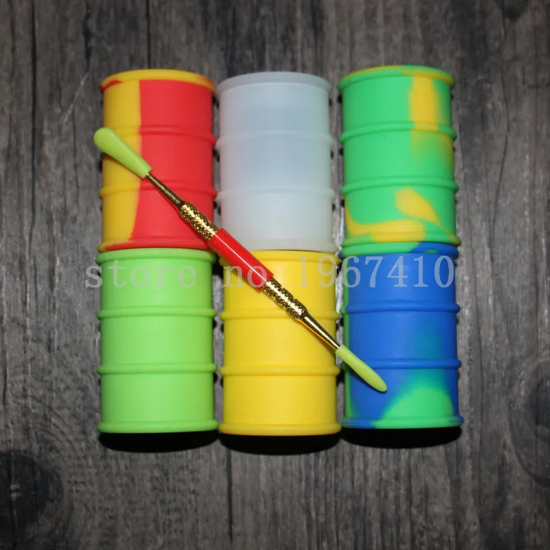 free shipping colorful jars dab wax oil rubber drum shape container large food grade silicon dry herb weed box tool | Дом и сад