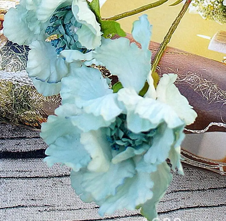 Light blue Искусственные цветы хризантемы высококлассные модные украшения дома ручной diy цветок на одной ветке действительно сенсорный цветы - Цвет: Light blue