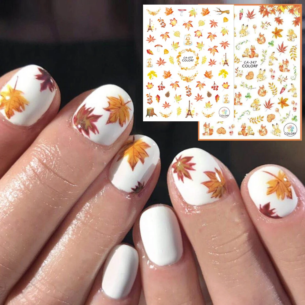 CA 76 347 350 осень цветок белка лиса стикеры 3d на ногти nail art Наклейки Шаблон &quotсделай