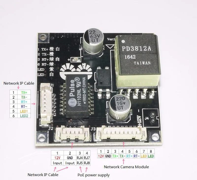 Модульная плата PoE для систем видеонаблюдения сетевая IP камера выход Ethernet 12 в 1 А