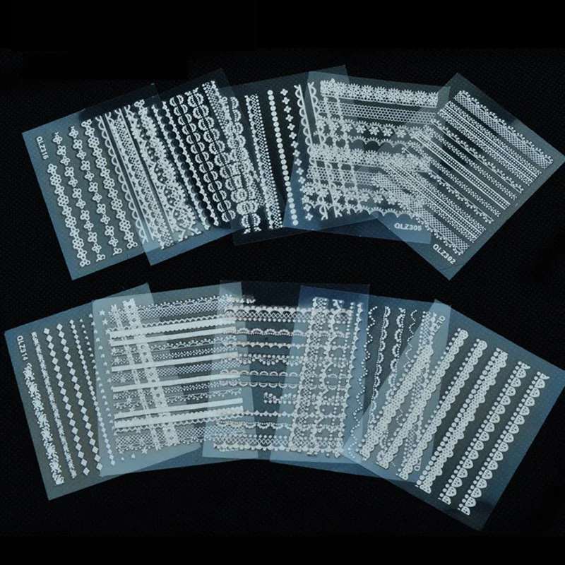 

Hot 30sheets White Lace 3d Nail Art Stickers Adhesive Nail Tips Decoration Accessories IDY Nail Beauty Tools
