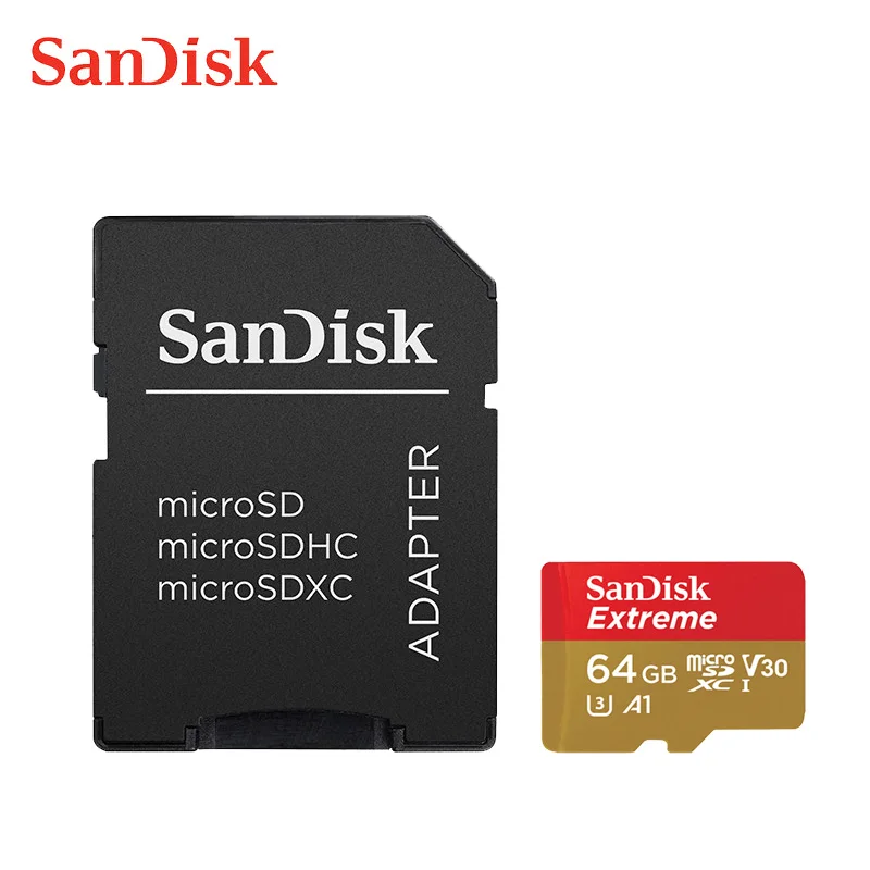 Двойной Флеш-накопитель SanDisk Extreme micro SD card 64 Гб UHS-I карты microSDXC/SDHC класса 10 U3 100 МБ/с. 16GB карты памяти 32 Гб 128 плюс адаптером SD 64G 32G - Емкость: 64GB