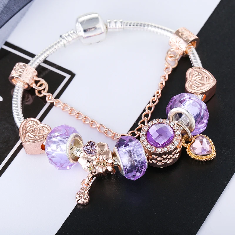 Новый ttwo-цвет розовое золото DIY Шарм браслет с Beart-shaped кулон Deads бренд braceletjewelry для