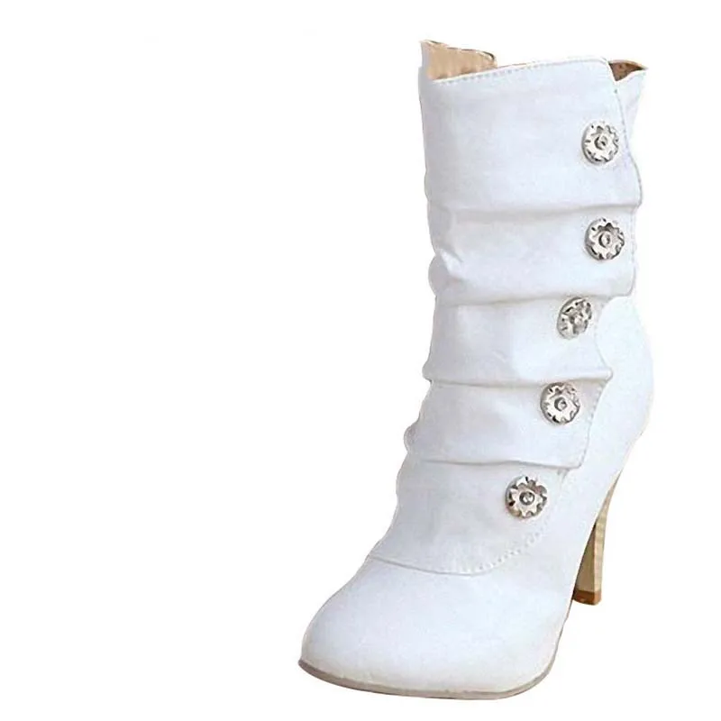 Snow Boots Shoes New Sexy Style High Heel PU Mid Calf Ladies' Lovely Fashion Colors Big Size34 43 Spring Autumn Hot|calf boots|boots ladiessnow