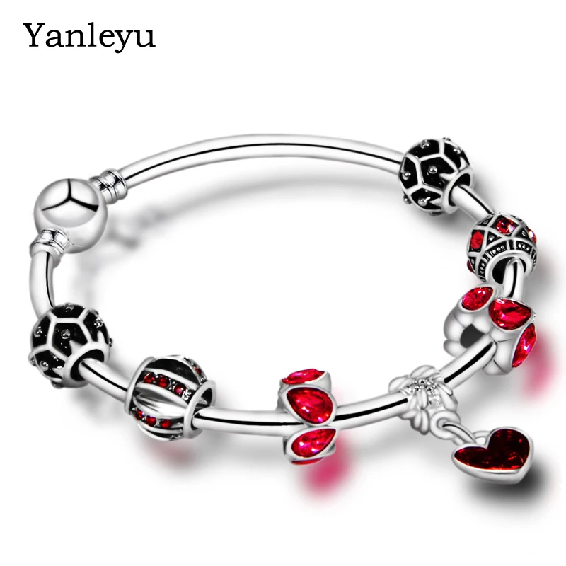 Браслет Yanleyu Love серебро 925 пробы модные ювелирные украшения DIY женские браслеты с