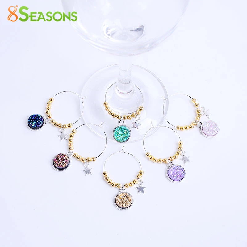 Подвески в виде бокала для вина 8 сезонов разные цвета античные серебристые из