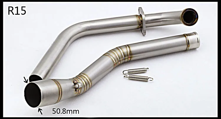 R15 Mid Link Pip Для Yamaha FZ09 MT07 FZ07 R15 R25 R3 R30 YZF FZ-09 MT09 MT-09 мотоцикл выхлопной глушитель средняя Труба среднего звена Нержавеющая сталь - Цвет: R15 Mid Link Pip