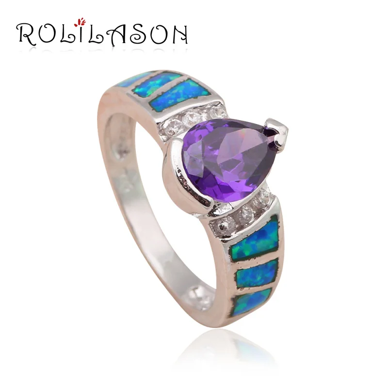 Циркон Оптовая и розничная Синий огненный опал штамп Серебряные кольца