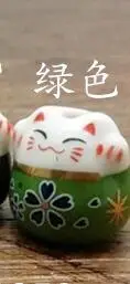 5pcs green 5 шт. милый кот Фортуна Kiten Maneki Neko керамика DIY для браслетов серьги декоративные подвески 2x2 см - Окраска металла: 5pcs green