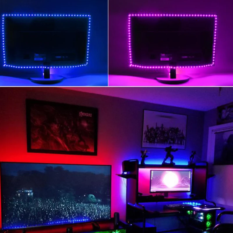 Светодиодная лента мини 3 клавиши управления RGB 1 м 30 светодиодный S с usb-питанием DC
