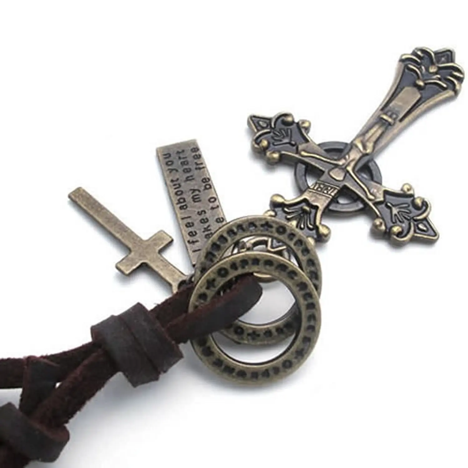 Винтажный Стиль Кулон КЕЛЬТСКИЙ КРЕСТ кожаный шнур ожерелье цепь для мужчин |