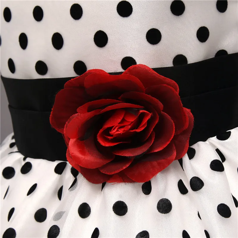 Baby Girls Dot Dress Fashion 4-10T Kids with Floral Bow Ball Gown for Wedding Party Evening Event Costume Flower Children Wear |
