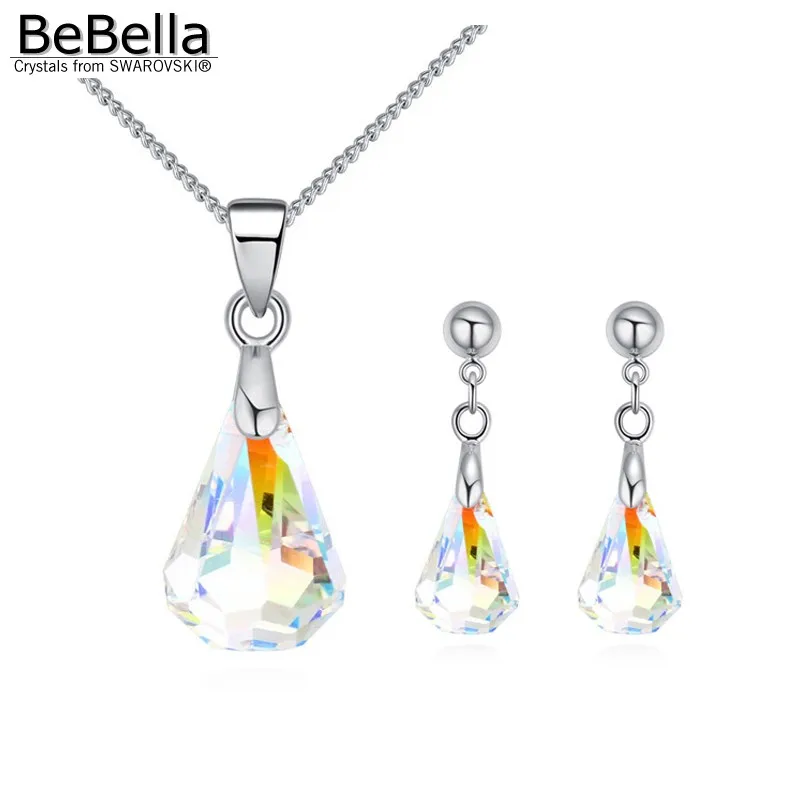 Набор из колье и серёг BeBella серьги с подвесками в виде капли дождя кристаллами