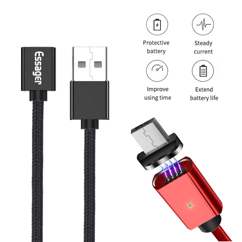 Для самых популярных Android Магнитный Micro USB кабель синхронизации данных нейлоновый Плетеный светодиодный индикатор магнитное зарядное устройство, кабель с поддержкой зарядки