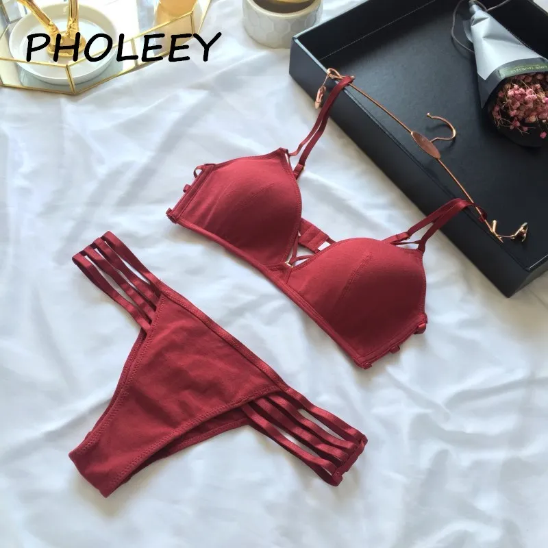 Бюстгальтер без косточек Pholeey комплект нижнего белья из хлопка с тонкими