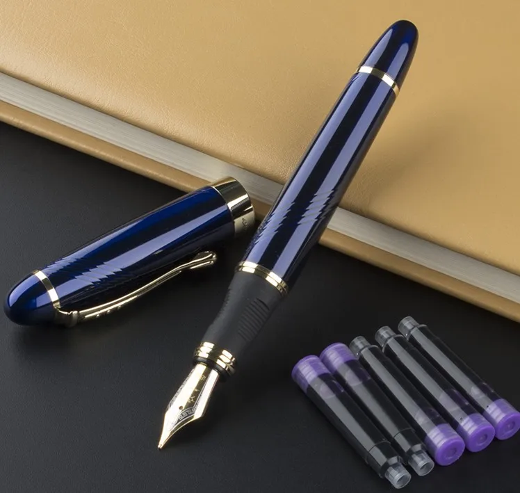 Jinhao 450 перьевая ручка полностью Металлическая Золотая клипса роскошные ручки Jinhao X450 0,5 мм Средний наконечник Бизнес Офис школа+ набор чернил - Цвет: 19