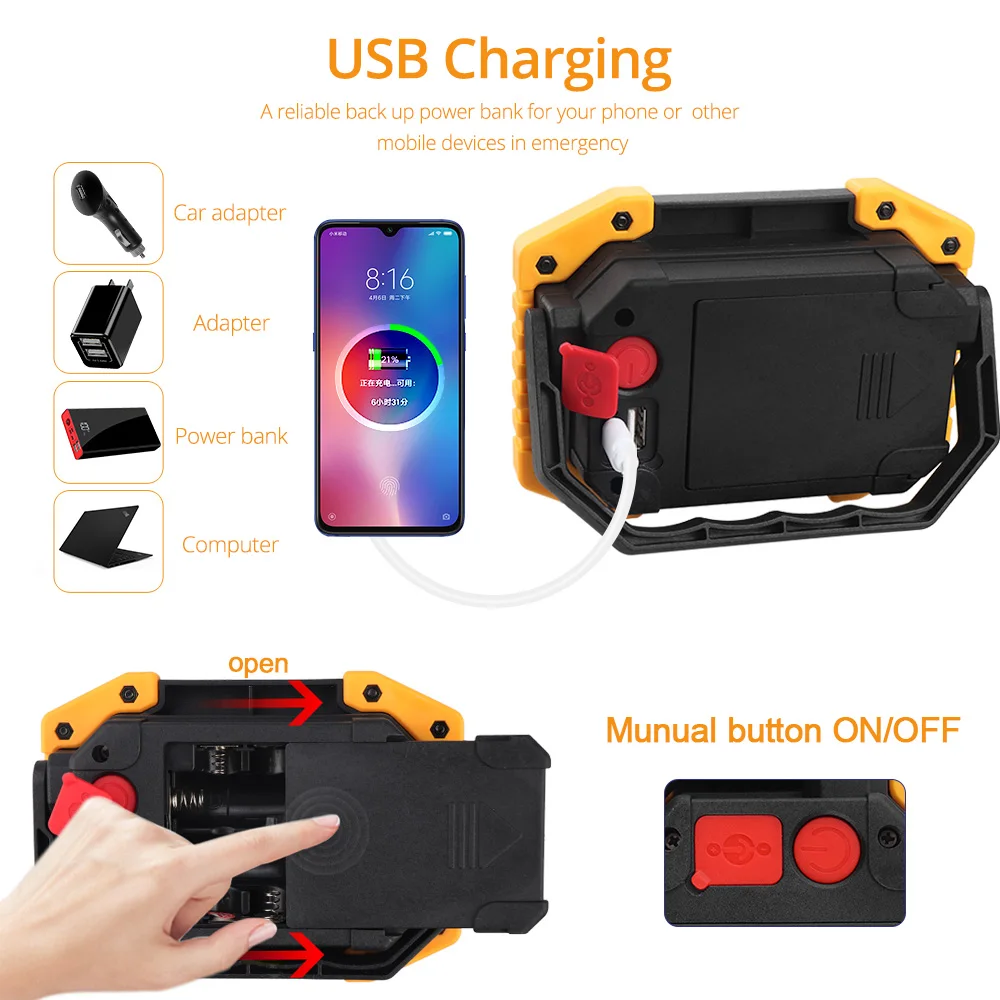 Фонарь светодиодный фонарь для кемпинга USB Перезаряжаемый портативный 20 Вт на