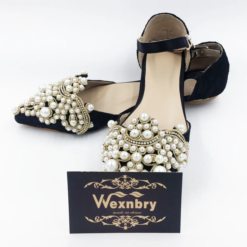 Wexnbry весенние и осенние модные туфли с острым носком на плоской подошве