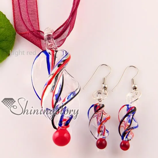 twist handmade blown lampwork murano glass pendants and earrings jewelry sets cheap fashion jewellery | Украшения и аксессуары