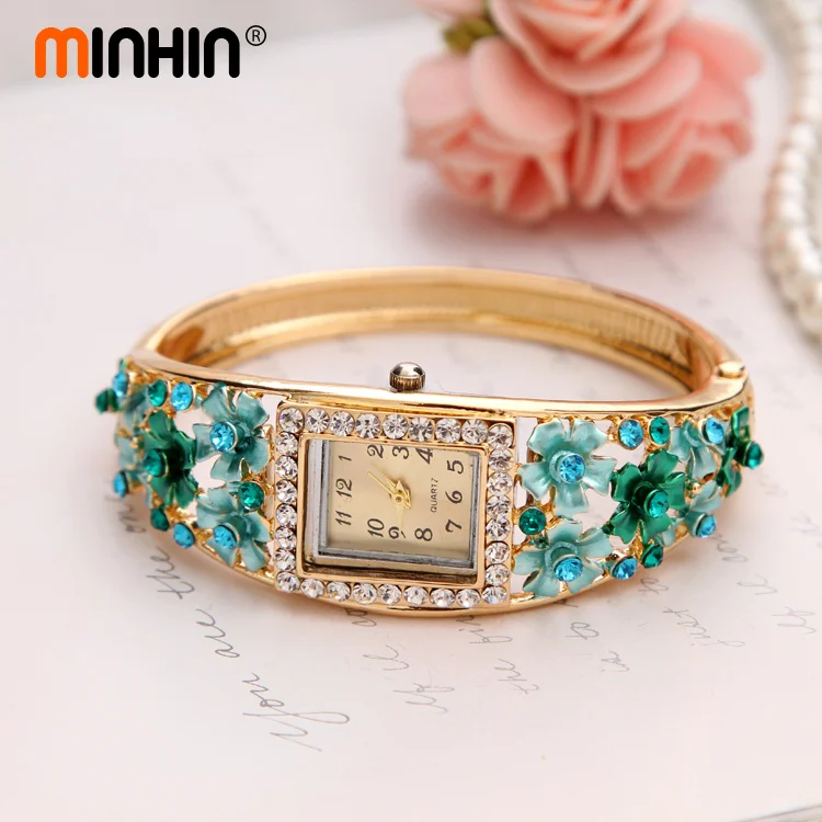 Женские наручные часы MINHIN 5 цветов золотистого цвета с цветком кварцевые часы|watch