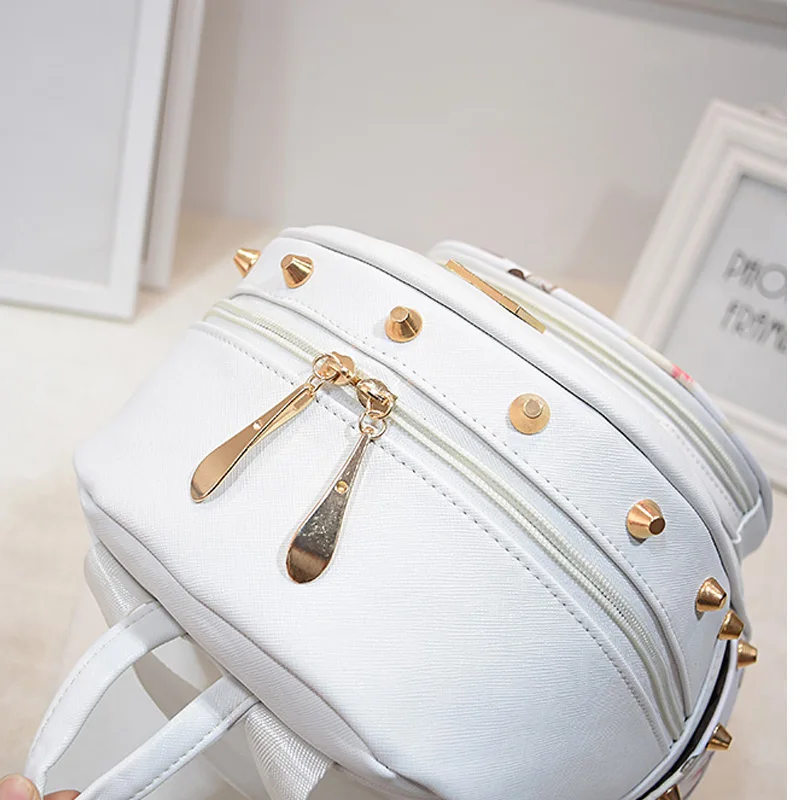 Топ Пу Заклепки Softback Mochila Feminina Кожа Рюкзак 2016 Новый Женский Тенденции Студенты