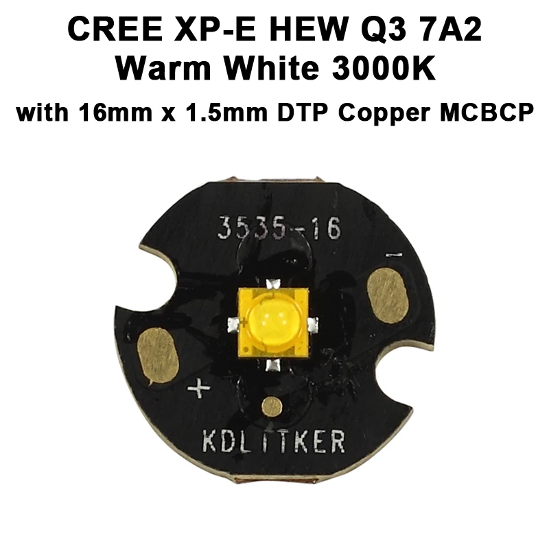 Светодиодный излучатель CREE теплый белый 3000 К HEW Q3 7A2 CRI90 16 мм/20 мм DTP медь MCPCB (1