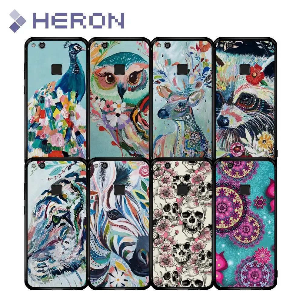 Super Thin Soft Black Matt Case For Huawei p10 lite Street View 24 Patterned TPU Back Cover Anti Finger Print |