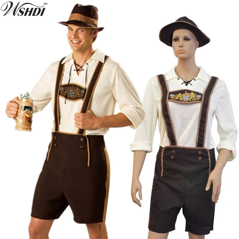 Человек немецкий пиво Lederhosen наряд для взрослых мужчин баварский Октоберфест