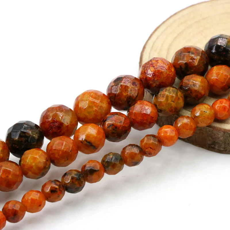 

Orange faceted turkey Turkey Stone 6/8/10mm dimension optional round loose beads 15" DIY women jewelry making design