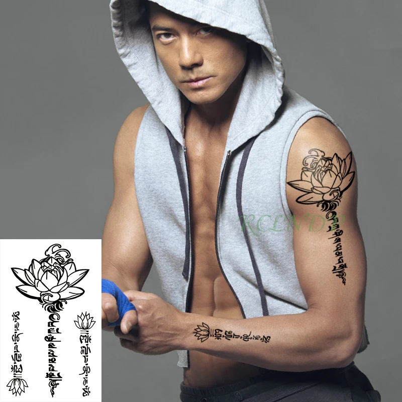 

Водостойкая Временная тату-наклейка, лотос, цветок, родовой тотем, хна, тату-наклейка s флэш-тату, искусственная татуировка для мужчин