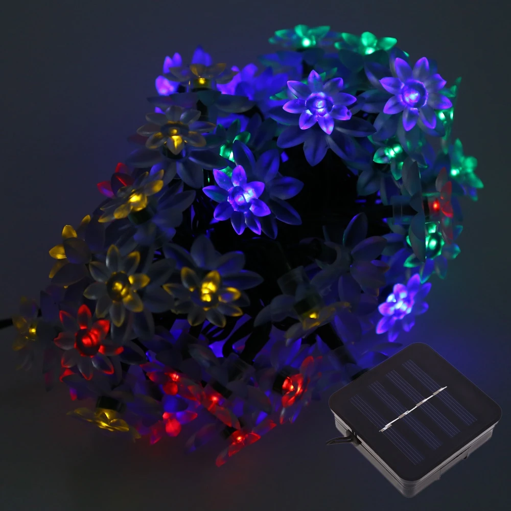 50 светодиодов на солнечных батареях цветок лотоса Гирлянда Свет для