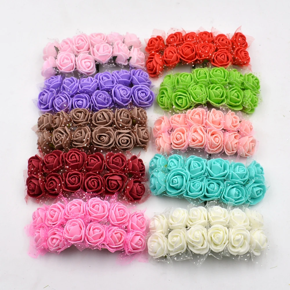 12 шт. искусственный цветок пена кружева Роза ручной работы букет для свадебного