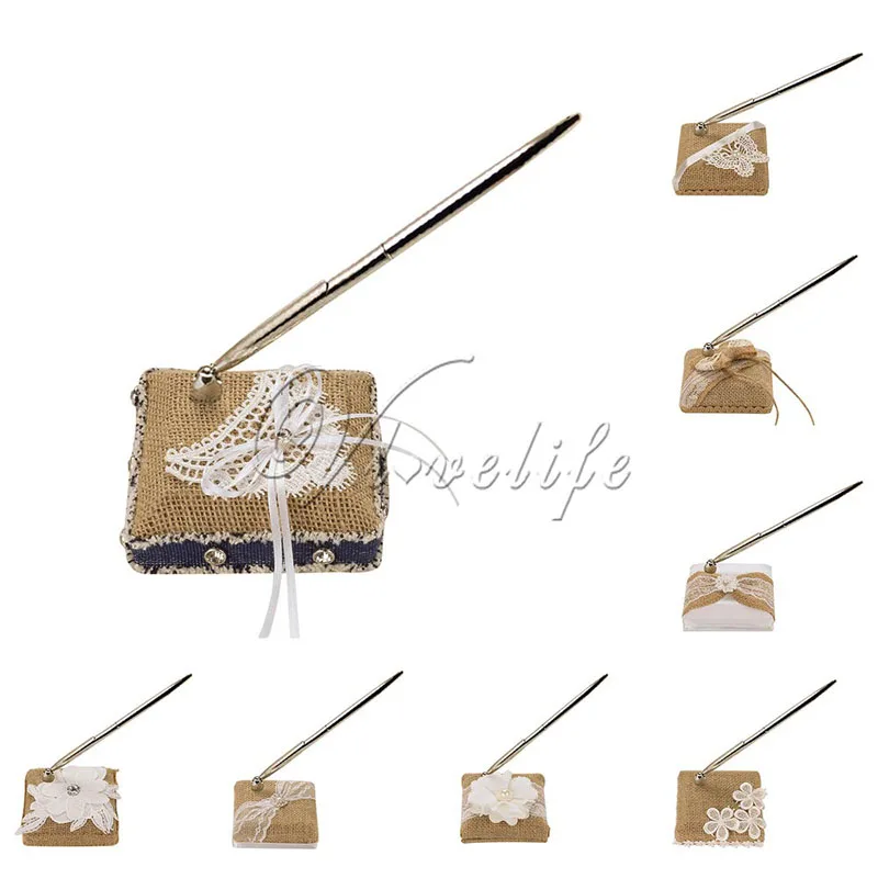 Набор ручек для свадьбы с белыми цветами перьевая ручка и держатель подставка