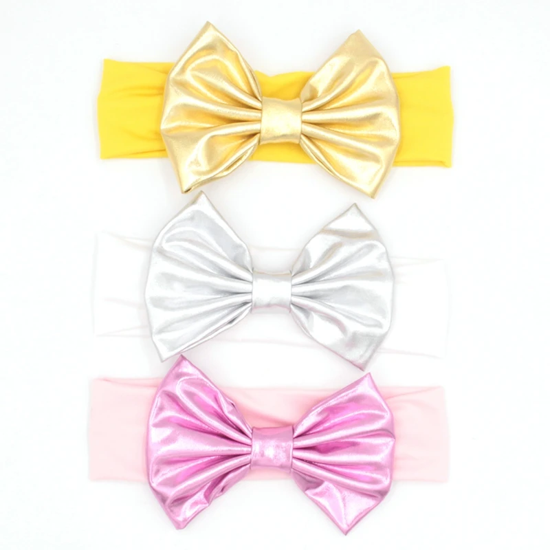 10 шт./лот 5 ''эластичная повязка на голову с металлическим бантом для девочек