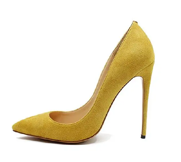 yellow Carollabelly/женские туфли на шпильке; туфли на высоком каблуке 12 см; черные туфли-лодочки; женские пикантные свадебные туфли на каблуке с острым носком - Цвет: yellow