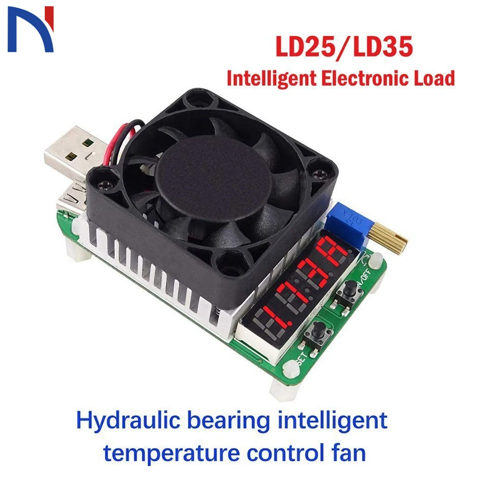

LD25 LD35 электронный нагрузочный резистор USB интерфейс разрядка батарея тест светодиодный дисплей вентилятор регулируемое напряжение тока 25 ...