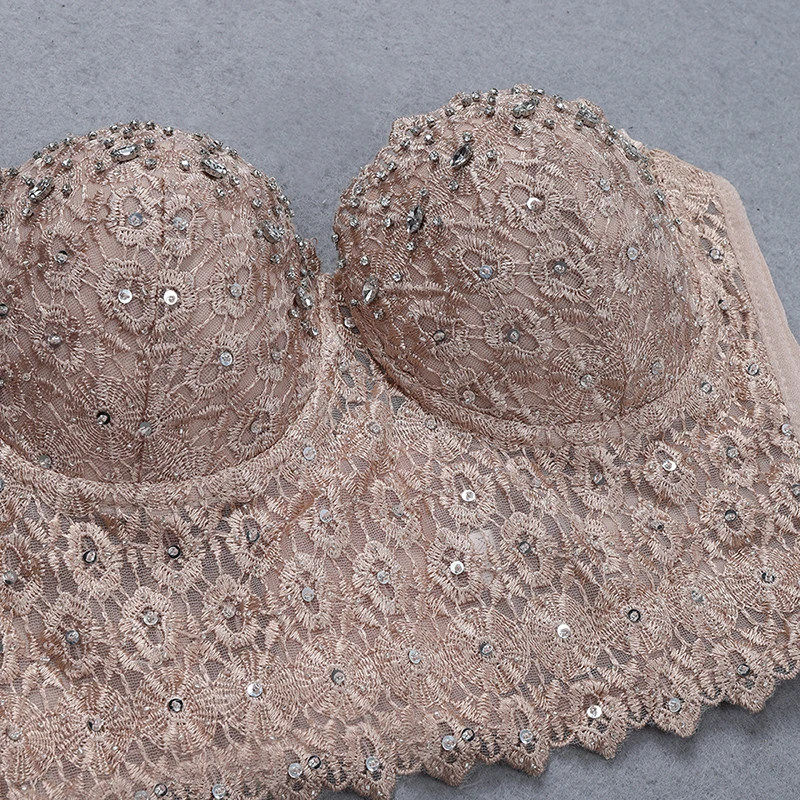INDRESSME 2019 Новый Сексуальный Кружевной укороченный топ с открытой спиной блестками