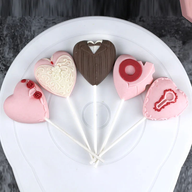 Сердце леденец плесень DIY детей поп лоток для мороженого на палочке конфеты