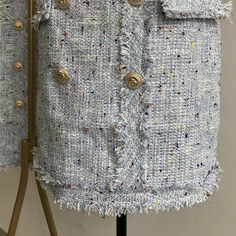 

OXANT Tweed Mini Dress For Womne V Neck Sleeveless Patchwork Tassel Bodycon Dresses Female Summer 2019 Fashion OL Clothes