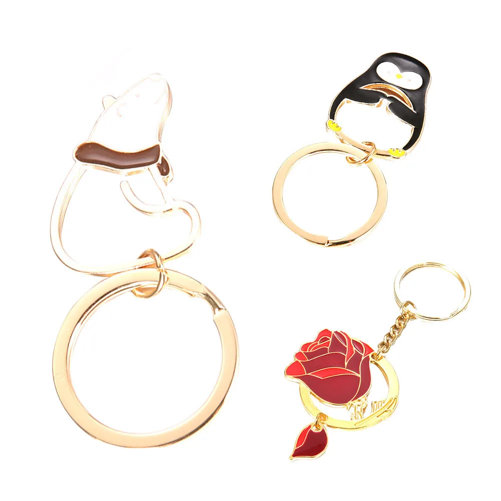 Polar Bear Penguin Rose Flower Pendant Keychain Key Ring Holder Bag Phone Decor | Украшения и аксессуары