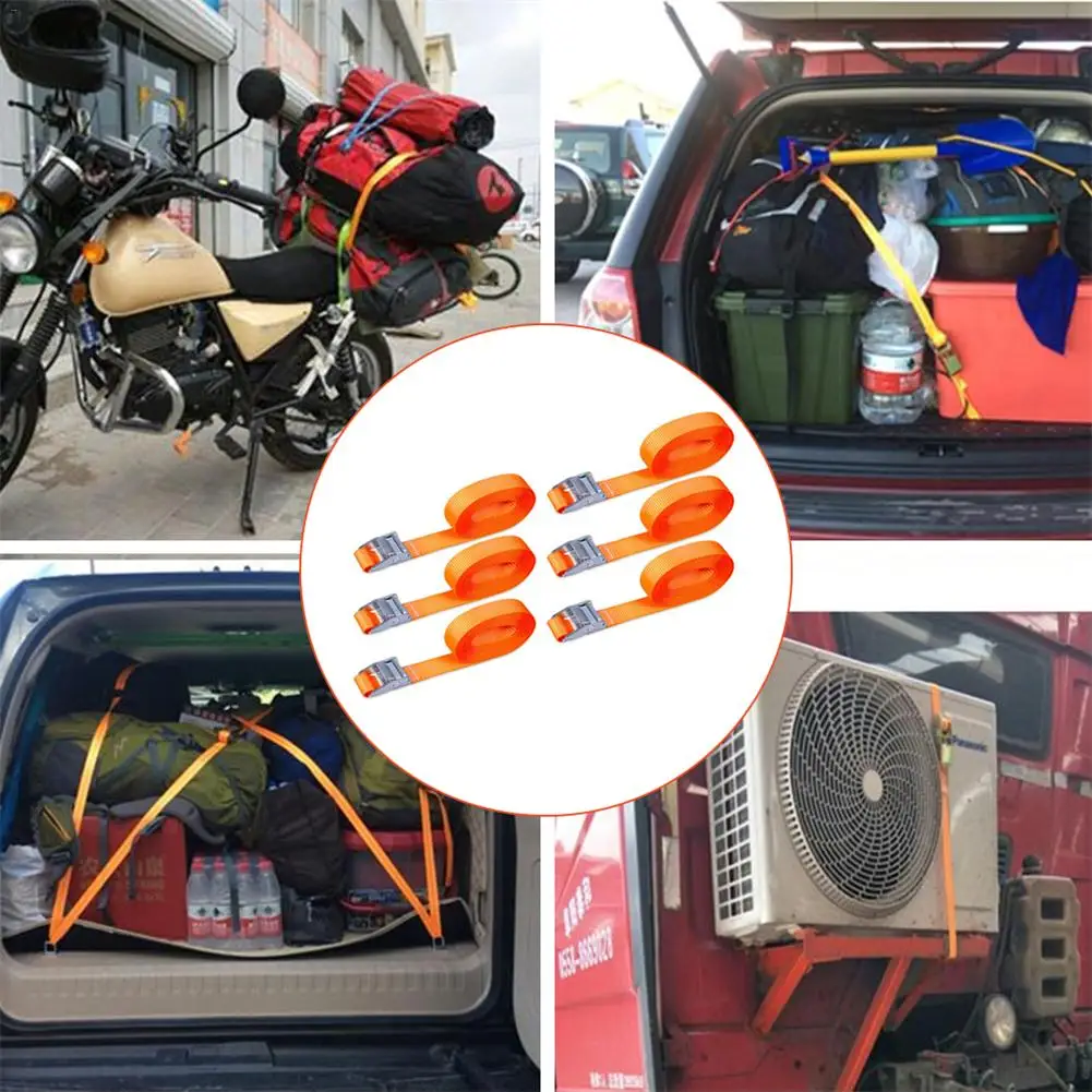6pcs 3Meter Buckle Tie-Down Belt Cargo Straps For Car Motorcycle Bike Luggage Bag With Metal Buckle Tow Rope Strong Ratchet Belt