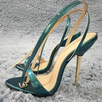 women stiletto thin iron high heel sandal sexy ankle strap buckle open toe turquoise patent party bridals ball lady shoe 3845 i9